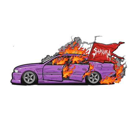 Flaming Chaser Printed Decal - Pink